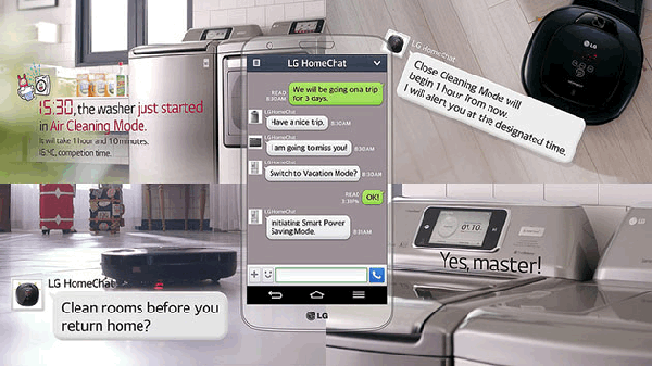 LG's new version of Homechat that allows you to "talk" to your appliances