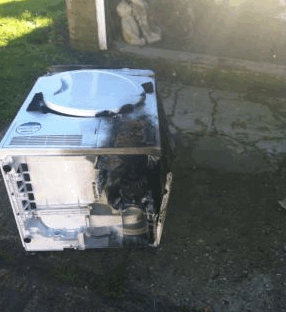Beko tumble dryer burnt out after going on fire