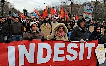Indesit workers protesting in Italy