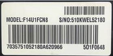 LG washing machine rating plate 1