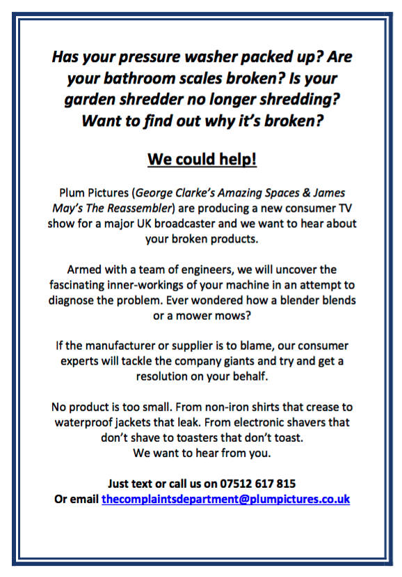 The Complaints Department flyer