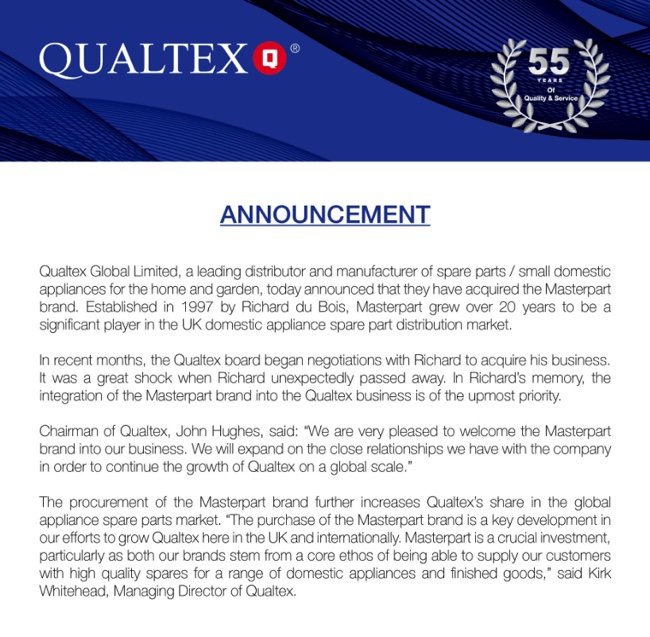 Qualtex takes over Masterpart