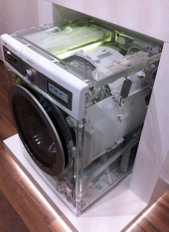 Bosch washing machine with it's clothes off