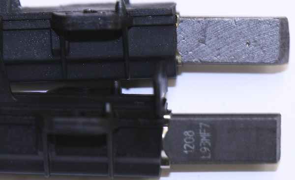 Another angle of a Beko carbon brush compared to Hoover carbon brush