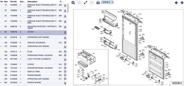 Liebherr spare parts lookup