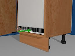 Cool air is drawn in from teh room to an integrated fridge or freezer