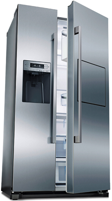 An American side by side fridge freezer, this one from Bosch