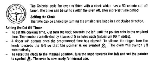 Oven timer or clock diagram, of instructions