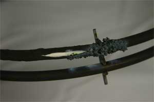 close up of a blown fan element from an oven