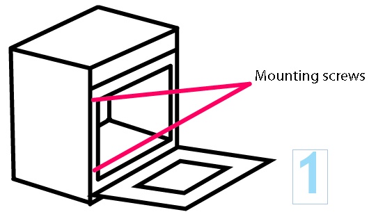 position of screws on the left hand side of a built in oven so you can remove it from the housing