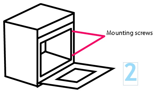 position of screws on the right hand side of a built in oven