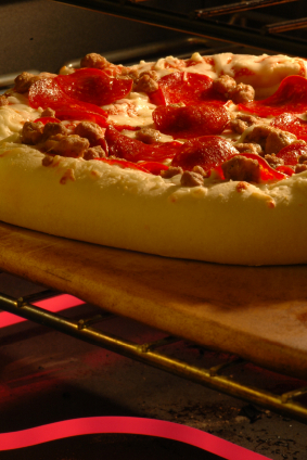 oven element glowing inside the oven