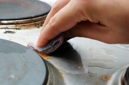 Cleaning a stainless steel hob