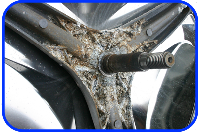 Hotpoint washing machine drum showing the alloy support spider badly corroded