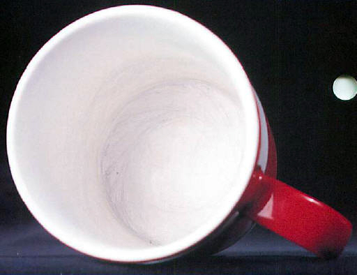 Scratche marks inside cups and mugs often blamed on the dishwasher
