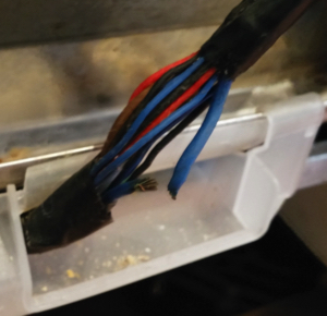 Typical broken wiring loom on a dishwasher