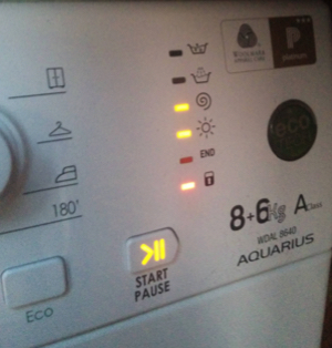 Flashing lights on a Hotpoint washing machine indicates a fault code