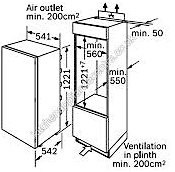 An integrated fridge freezer needs a chimney to the back and a minimum airflow at the front
