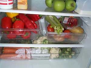 Condensation in a fridge caused by a large amount of fresh vegetables
