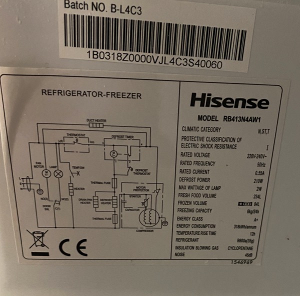 hisense rating plate