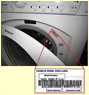 Where to find the model and serial number of your Hotpoint washing machine