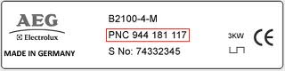 AEG PNC number
