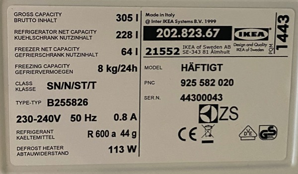 ikea fridge label