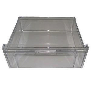 A plastic freezer storage drawer