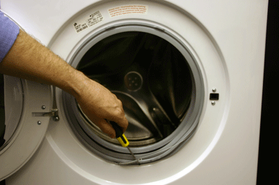 removing the washing machine door seal front clamp band