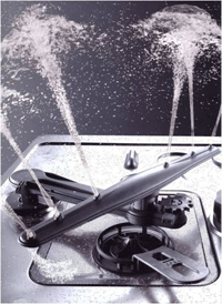 dishwasher lower spray arm showing the filter