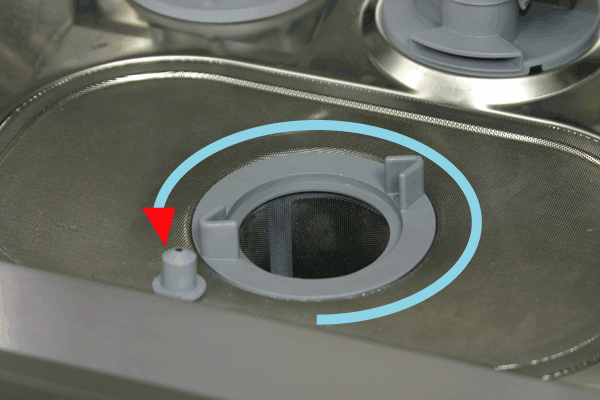 dishwasher sump with filters out