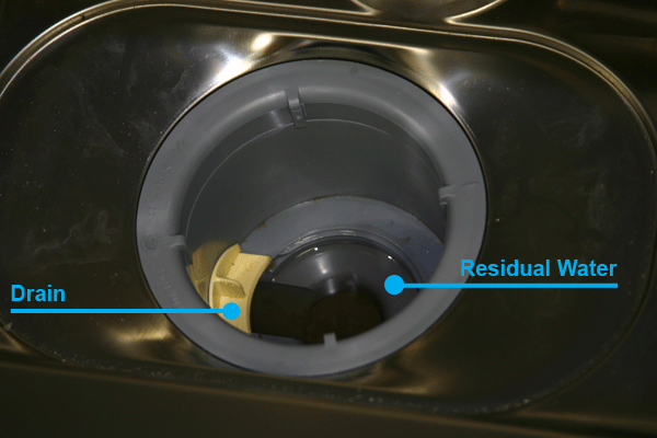 the sump showing where the drain pump is located