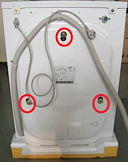 Transit bolts fitted to a Samsung washing machine
