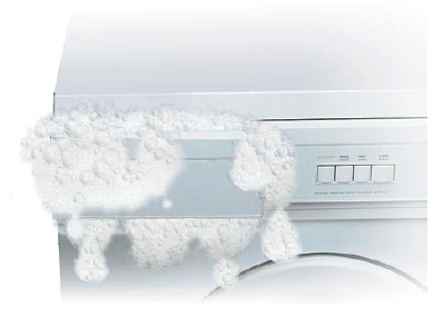 A washing machine soap drawer over foaming