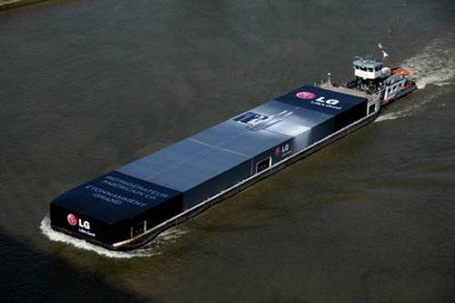 LG fridge on a ship