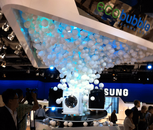 Samsung's stand entrance at IFA 2010 for the new Ecobubble washing machine range