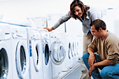 Shopping for a new washing machine in a store