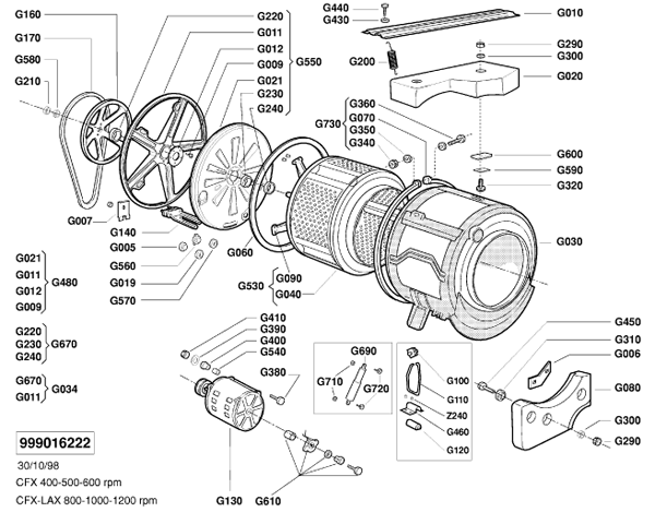 washing machine parts diagram from a service manual