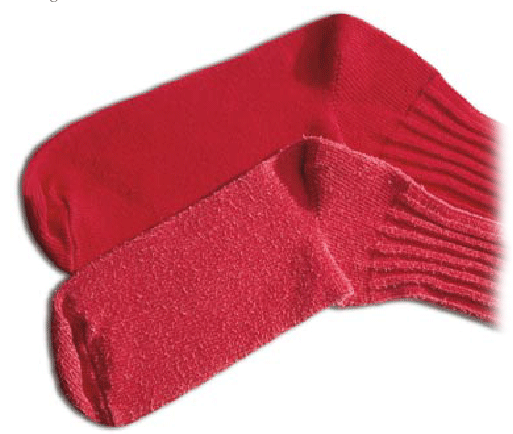 Socks that show bobbling when washed in a washing machine