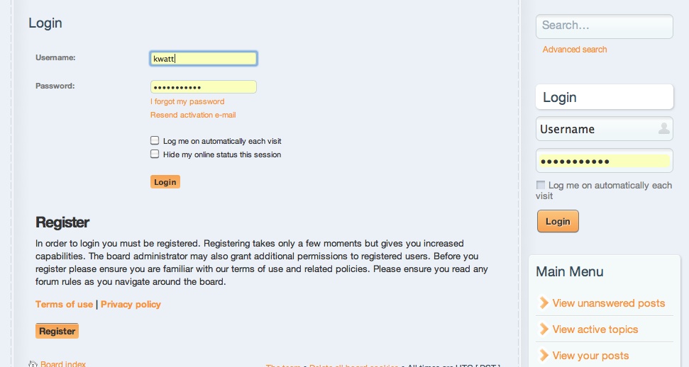 How to recover a lost password or username on the appliance forum